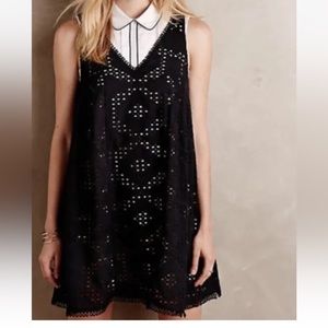 Anthropologie Maeve Black Eyelet Luci Swing Mini Dress